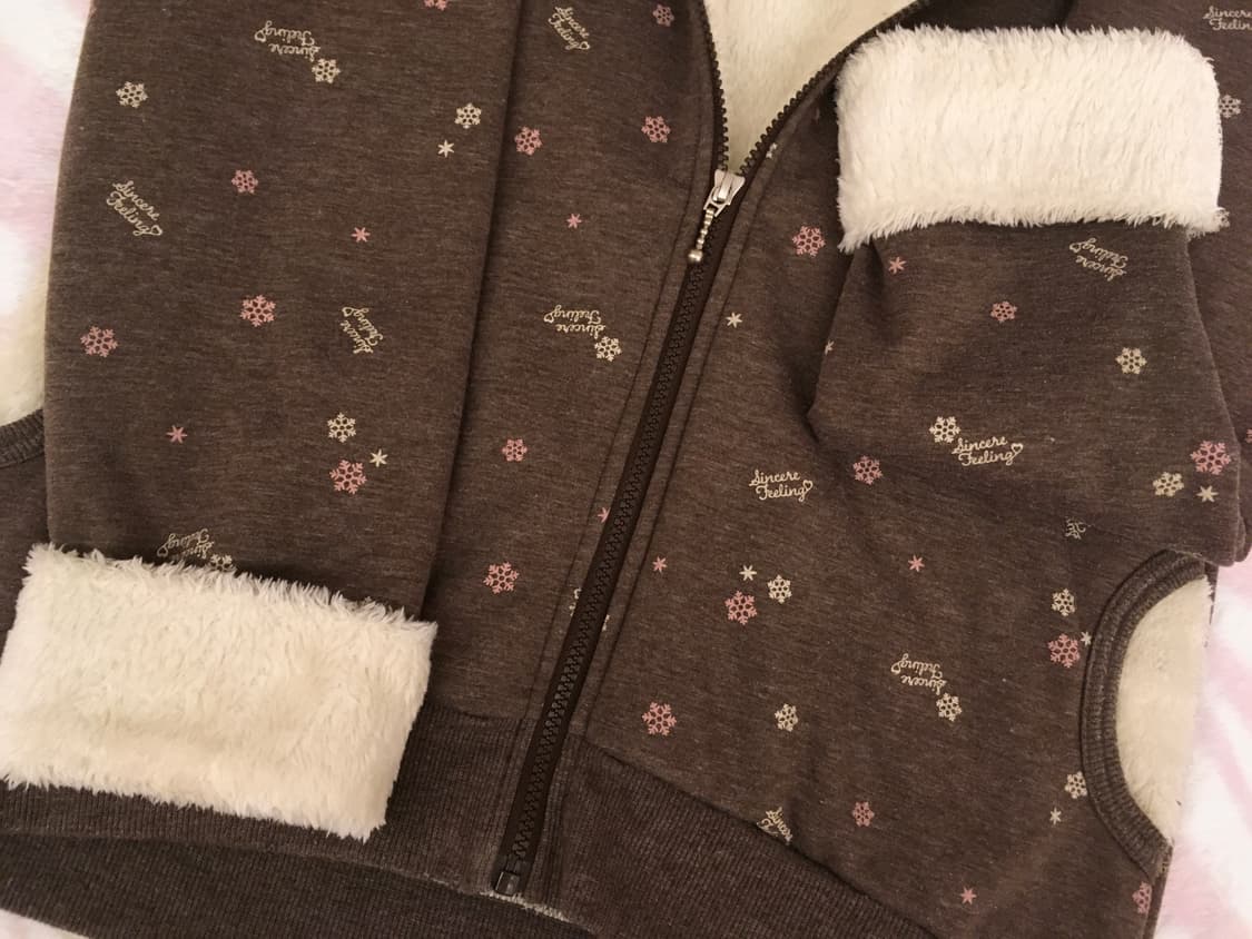 초코 라떼갸루 눈꽃무늬 퍼 후드집업 핀터레스트 상품이미지7