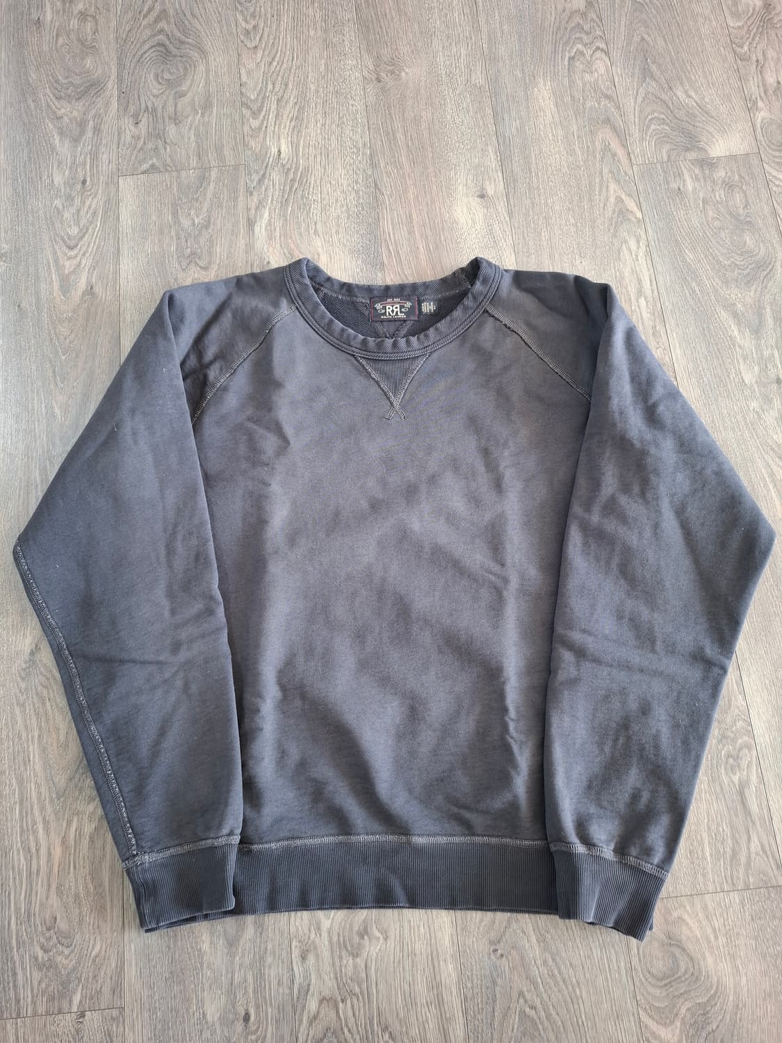 RRL 더블알엘 가먼트다이드 프렌치테리 맨투맨 스웨트셔츠 블랙 상품이미지1