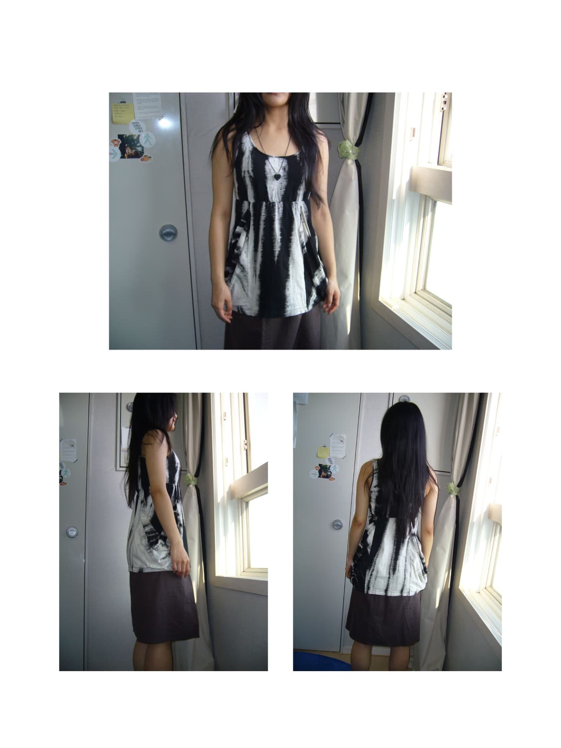 빈티지 블랙앤화이트 타이다이 원피스 상품이미지5