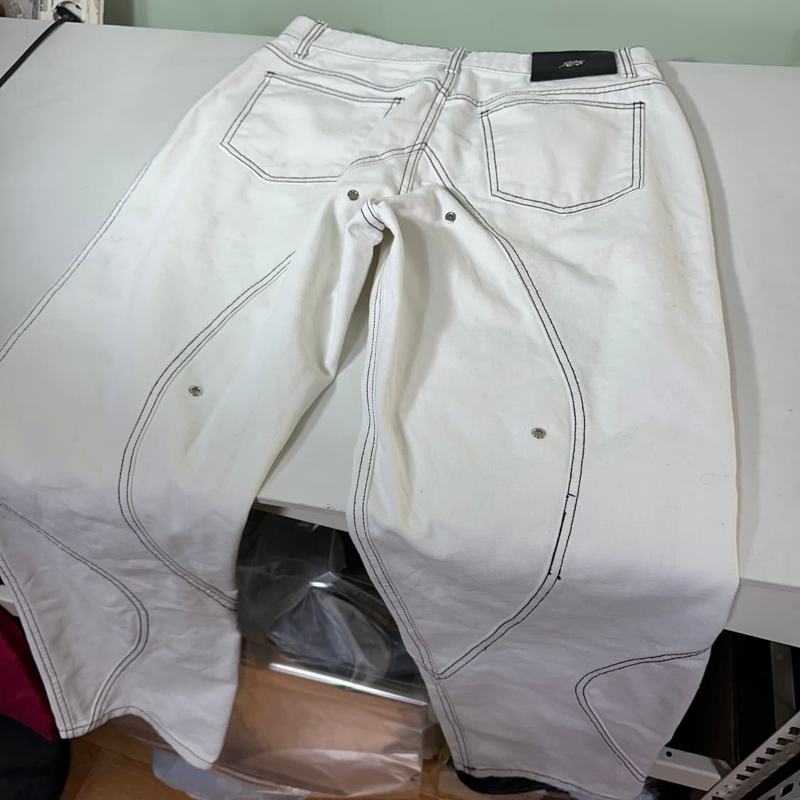 L-XL 51퍼센트 크림화이트 TUNNELLININGTROUSER 블랙스 상품이미지6