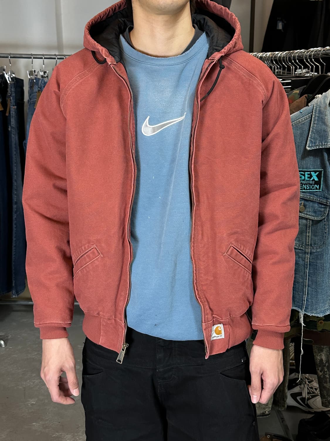 OG 칼하트 J104 액티브 자켓 칼하트 VRS 후드 살몬 상품이미지3