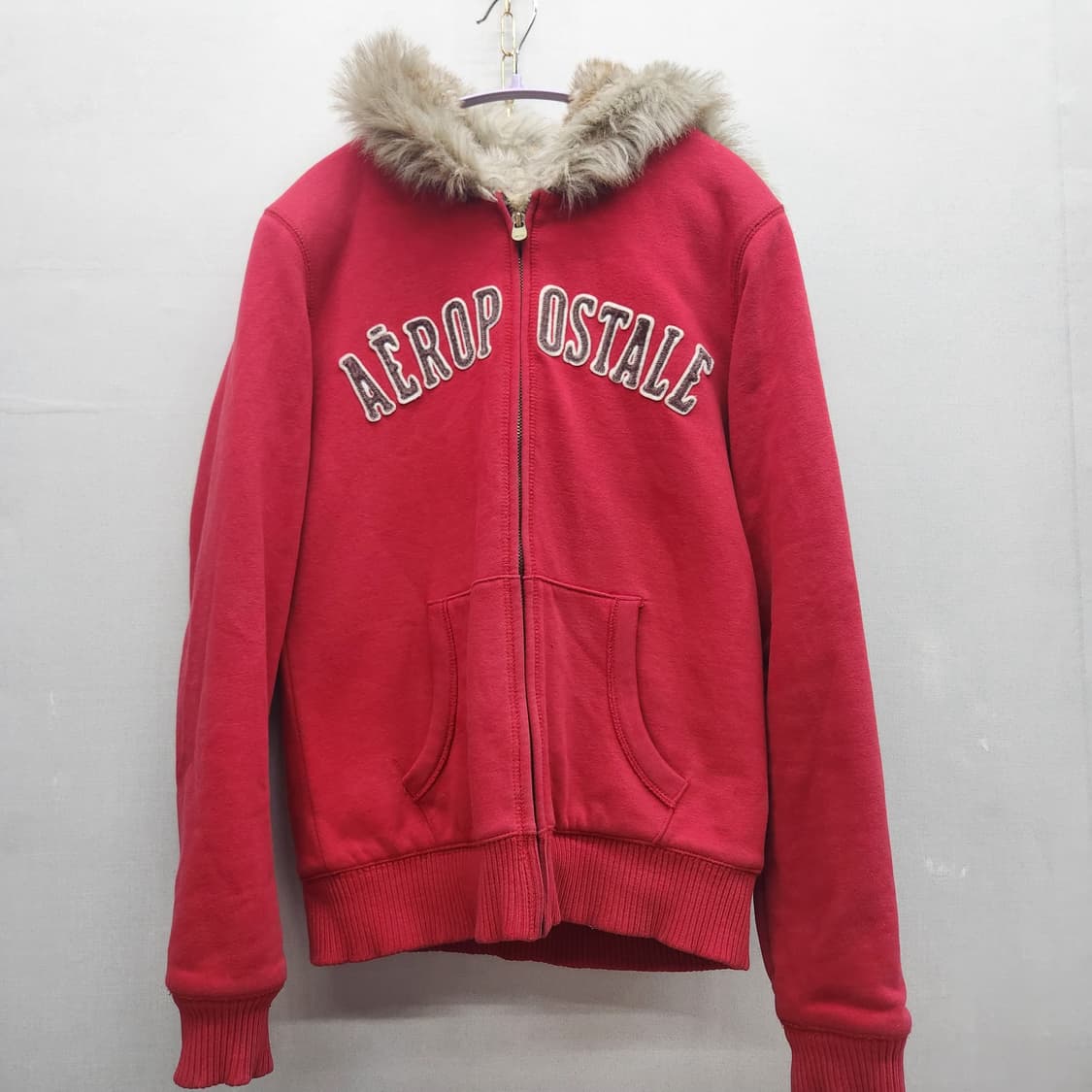 에어로포스테일 로고자수 울프조(안감털) 후드집업 L(M) 상품이미지1