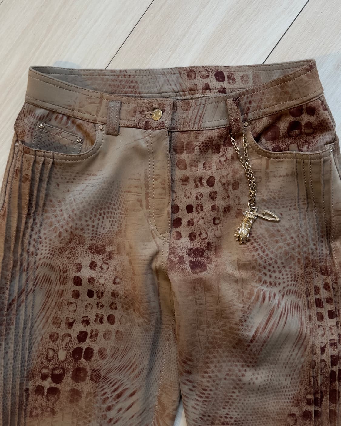 [GK] mixed pattern boot cut poly pants 상품이미지1