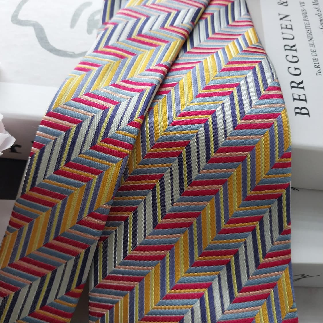 미쏘니 실크 옐로우&핑크 헤링본 넥타이 9.5cm A+등급 K1274
 상품이미지3