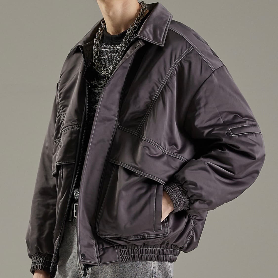 메종미네드 GEREN STITCH BOMBER GREY 봄버 마원 MA1 상품이미지1