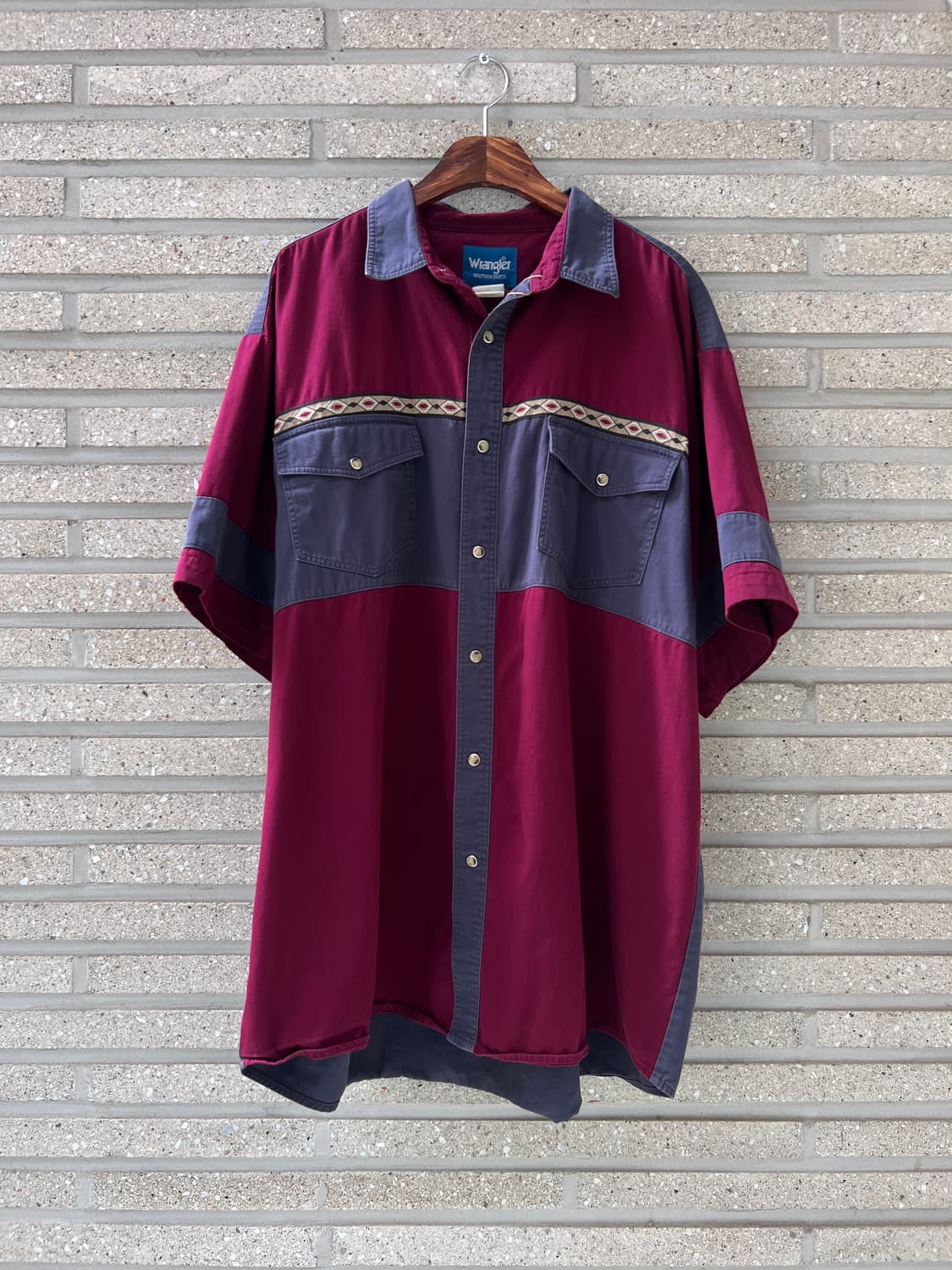 [3XL]랭글러 USA 나바호 스트라이프 투톤 배색 버튼다운 웨스턴 셔츠 상품이미지2