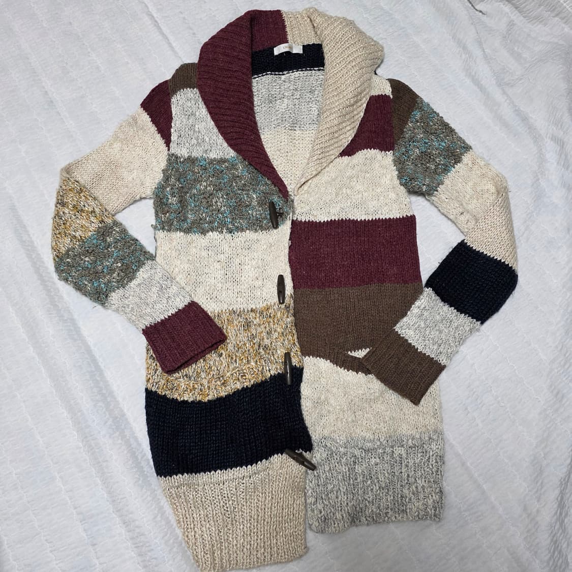 일본빈티지)모리걸st 컬러블록 패치워크스타일 니트 롱 가디건 상품이미지1