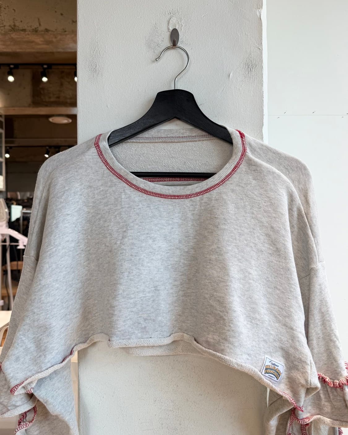 vtg 멜란지 그레이 셔링 크롭 스웻 셔츠  상품이미지3