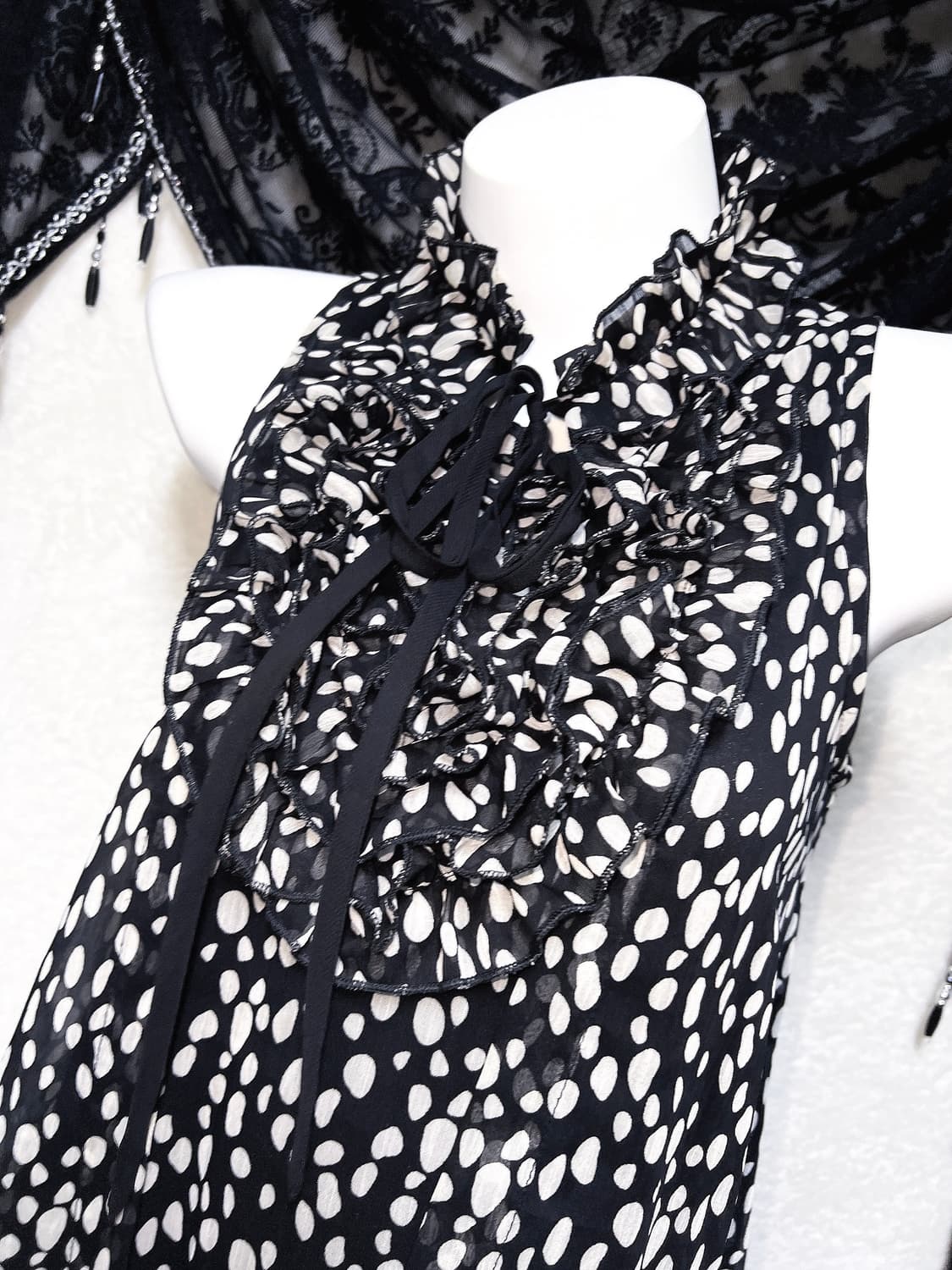 로맨틱고딕 고스로리 로걀 갸루 도트 땡땡이 프릴 캉캉 벌룬 쉬폰원피스 상품이미지8