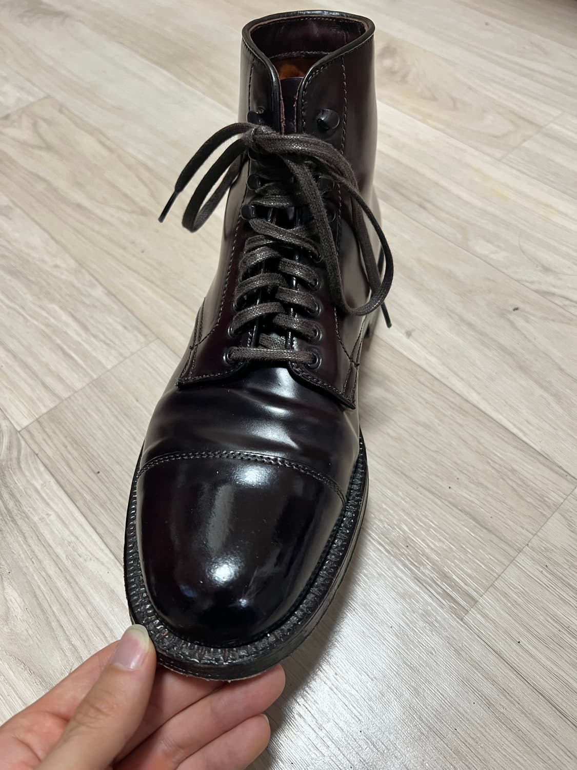 알든 코도반 캡토 부츠 버건디 컬러 8e 상품이미지7