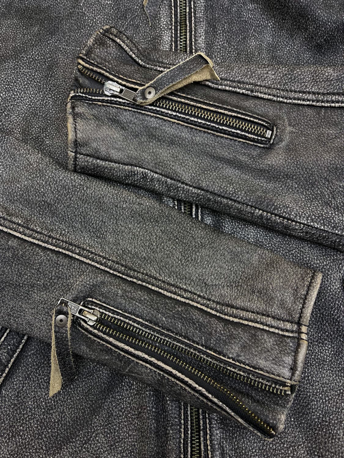 어반 바론 스톤 워싱 바이커 레더 자켓 상품이미지6