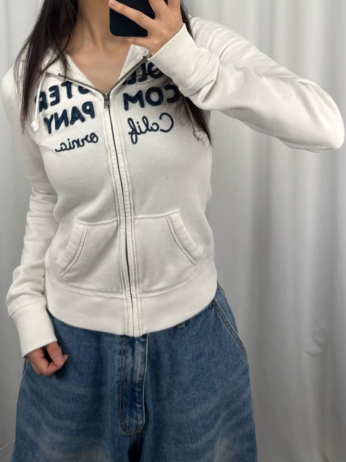 홀리스터 로고 화이트 후드집업 상품이미지2