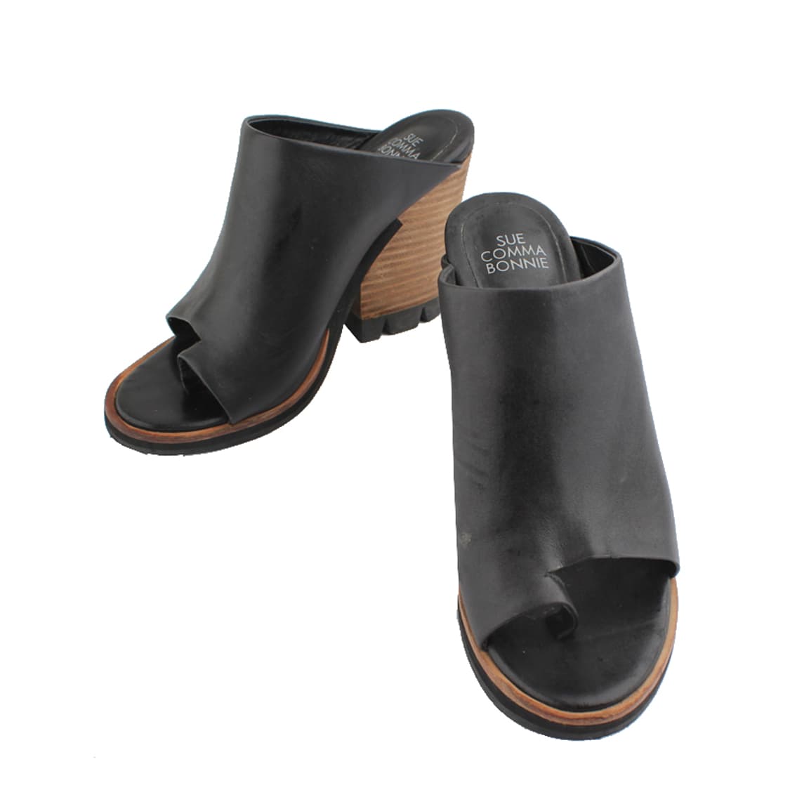 슈콤마보니 블랙 우드굽 뮬슬리퍼 380 상품이미지1