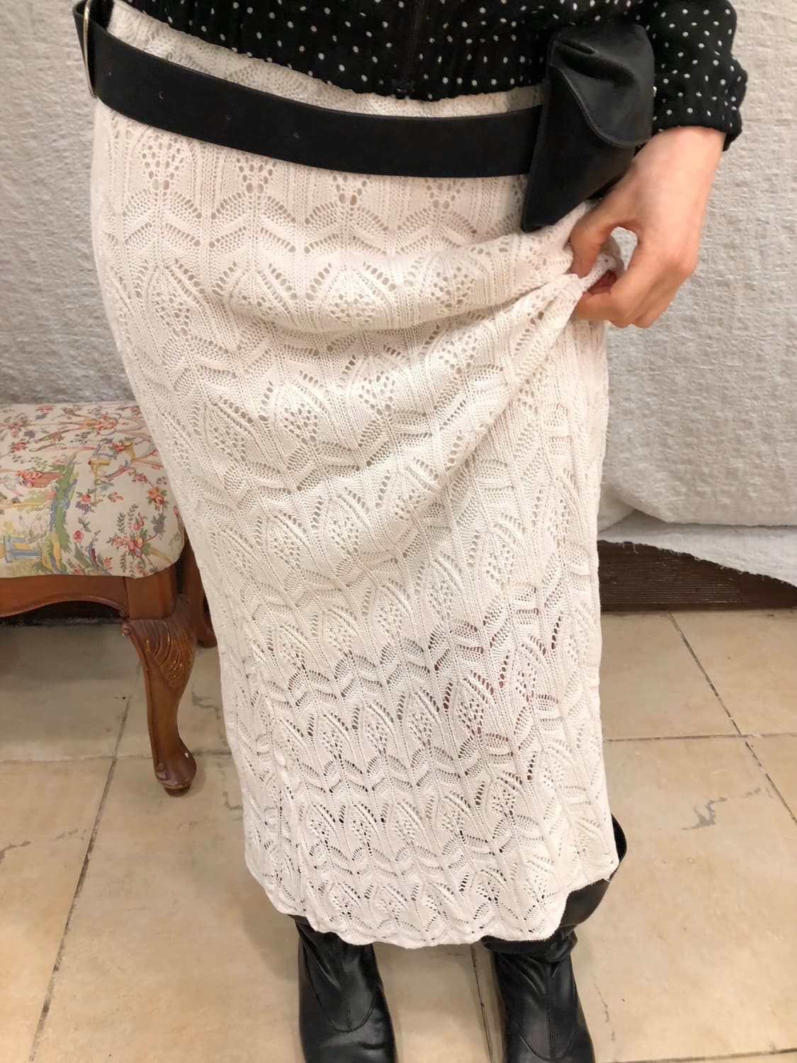 White crochet knit skirt 상품이미지1