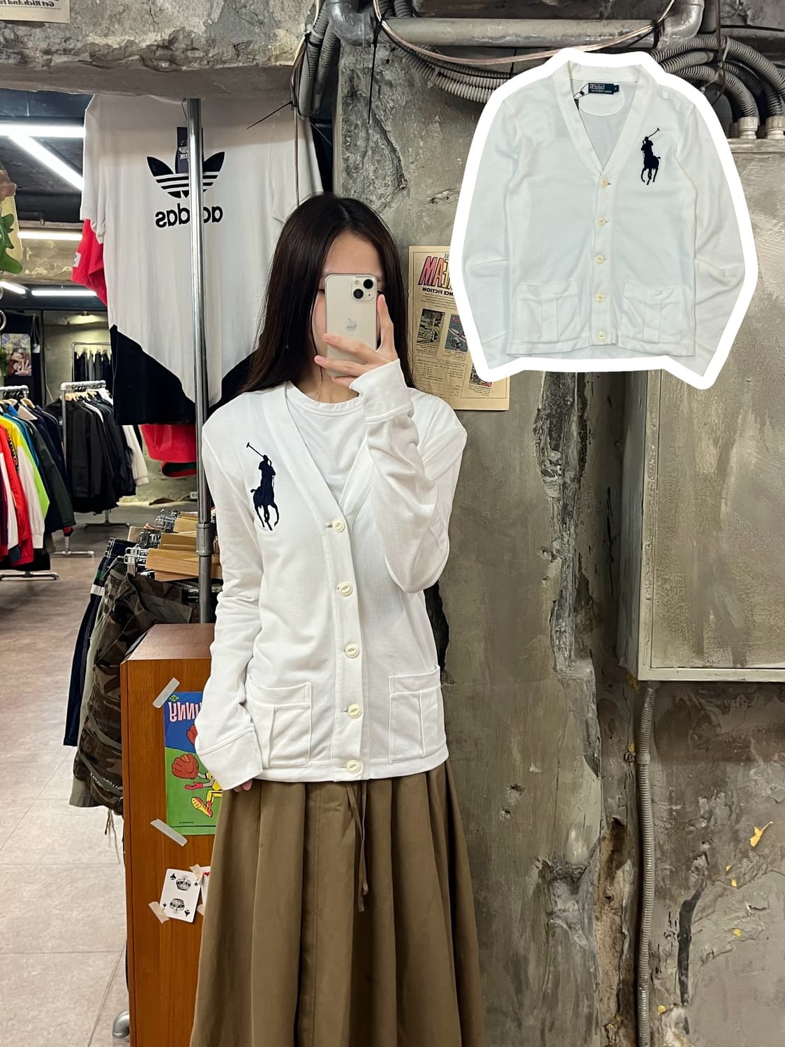 폴로 랄프로렌 빅포니 가디건 화이트 S #csz1448 상품이미지1