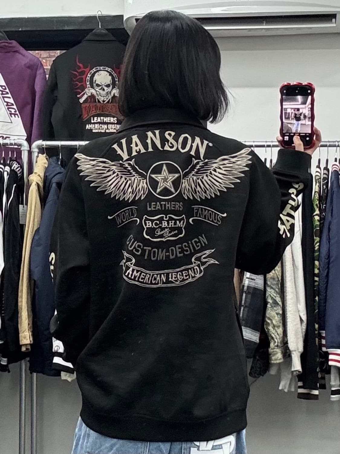 밴슨 레더 카모 집업 자켓 상품이미지5