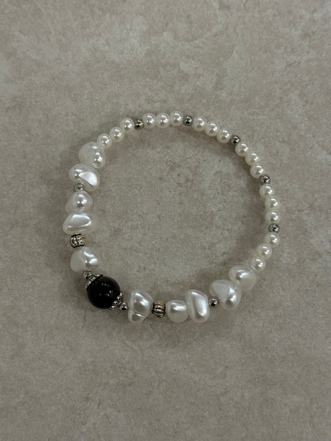 진주 오닉스 포인트 팔찌 상품이미지1