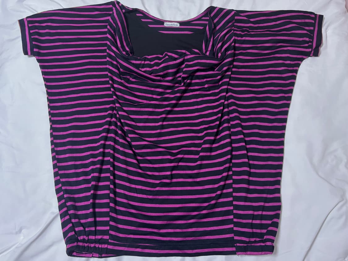 Pink Stripes draped T 핑크 스트라이프 드레이프 티 상품이미지1