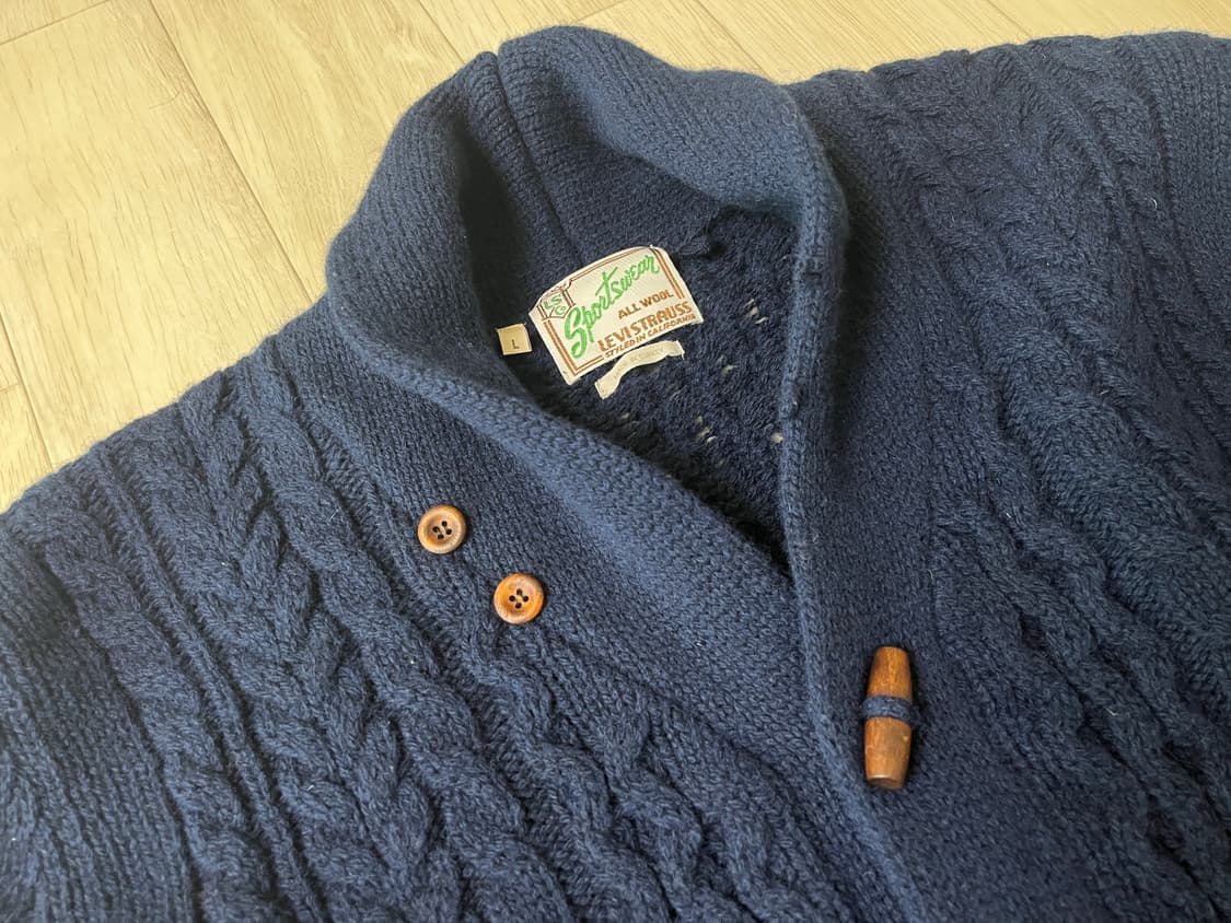 리바이스빈티지클로딩 LVC 울 숄카라 케이블니트 L사이즈 상품이미지3