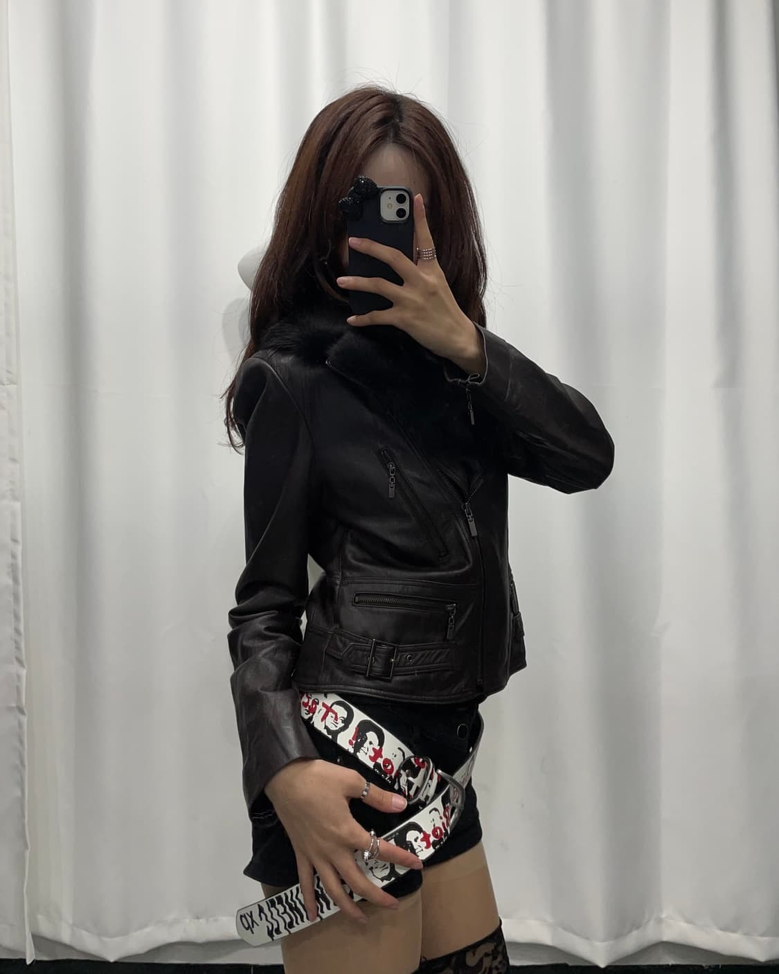 🎸다크 브라운 퍼 레더 자켓🎸 상품이미지4