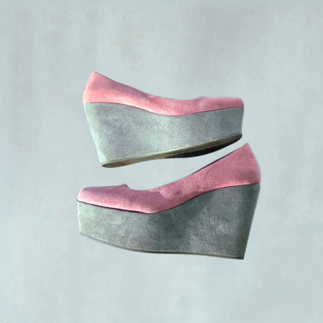 y2k Two-tone Suede-feel Chunky Wedges 상품이미지6