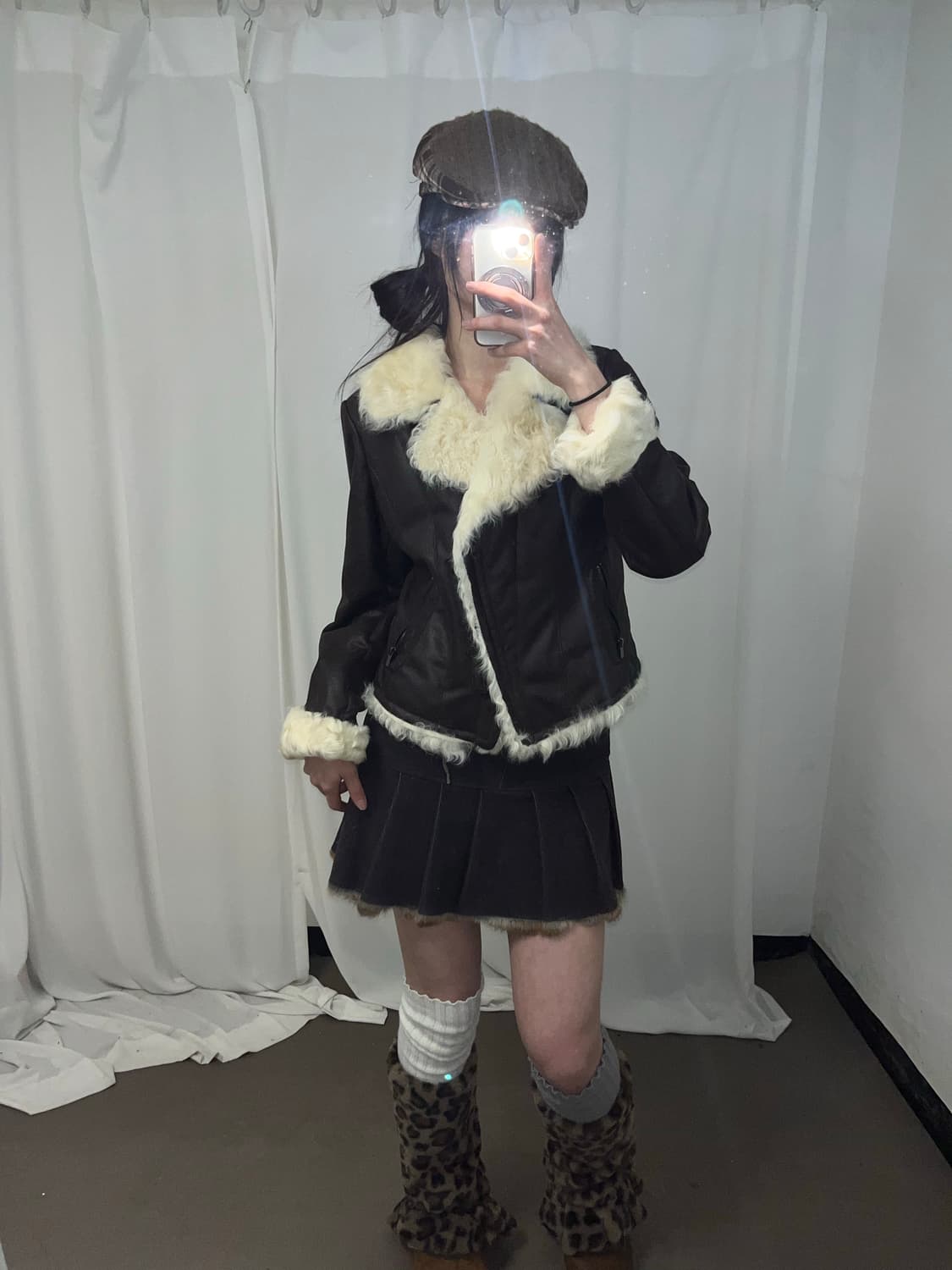 양털 트리밍 브라운 무스탕 상품이미지1