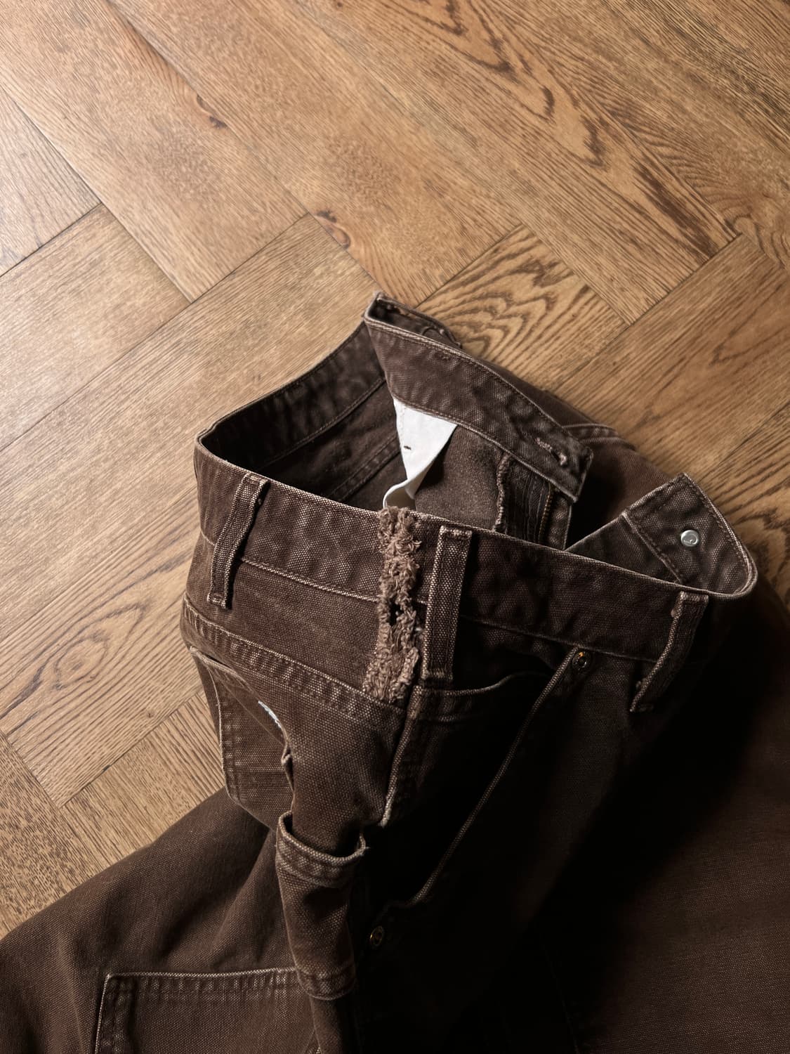 [28]칼하트 USA 빈티지 페이딩 다크브라운 더블니 워크 팬츠 상품이미지7