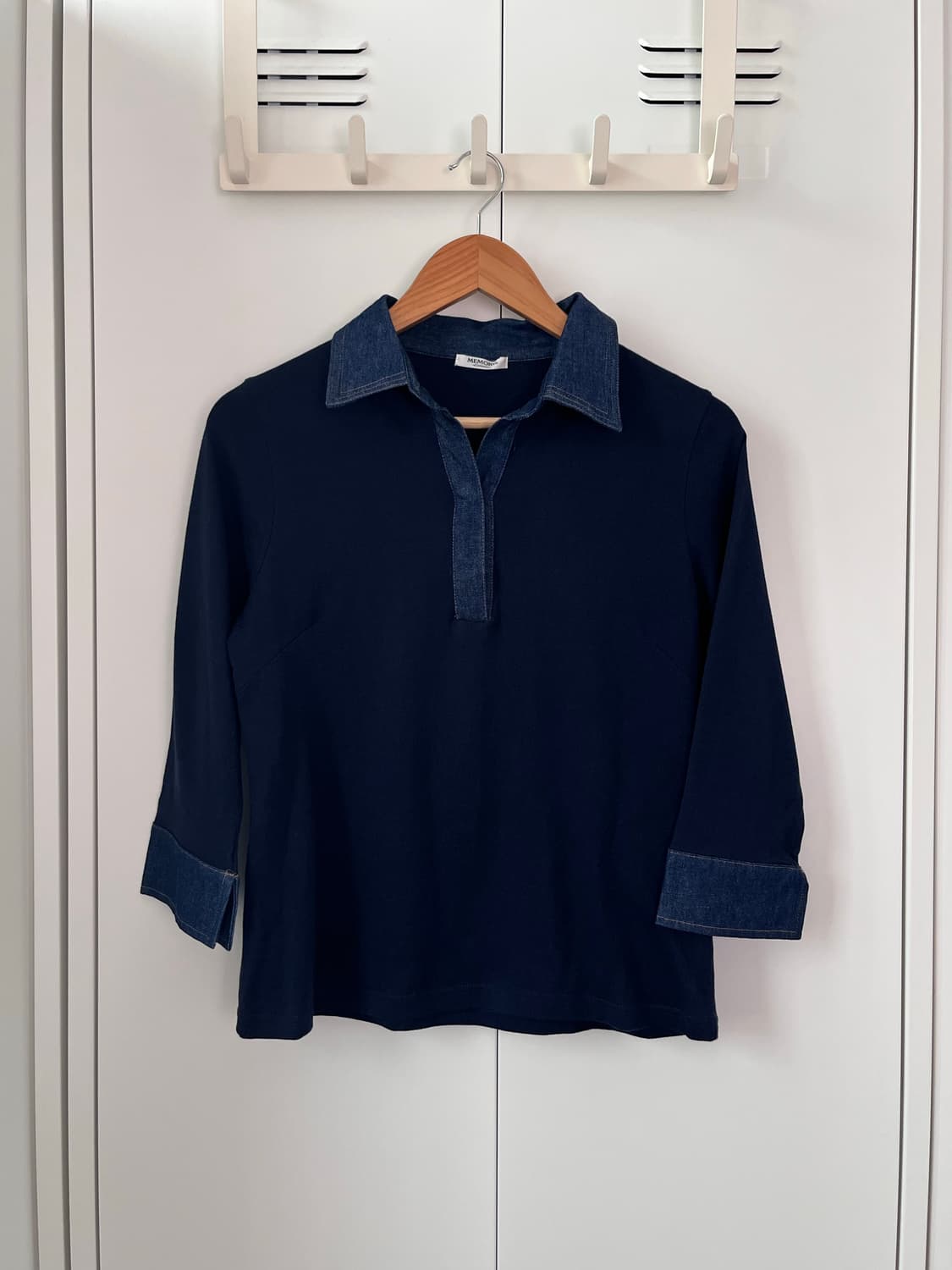 Memory 데님 셔츠 레이어드 카라 티셔츠 상품이미지6