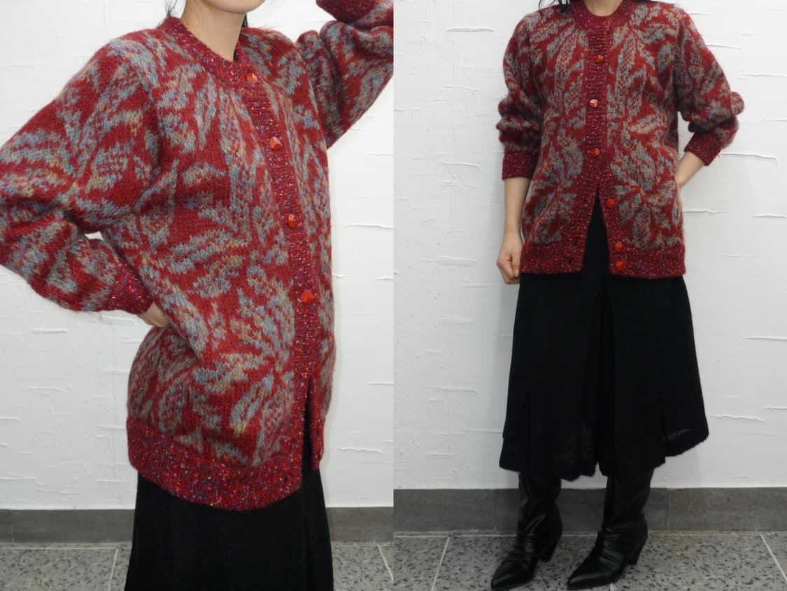 Vintage red buttons cardigan 상품이미지1