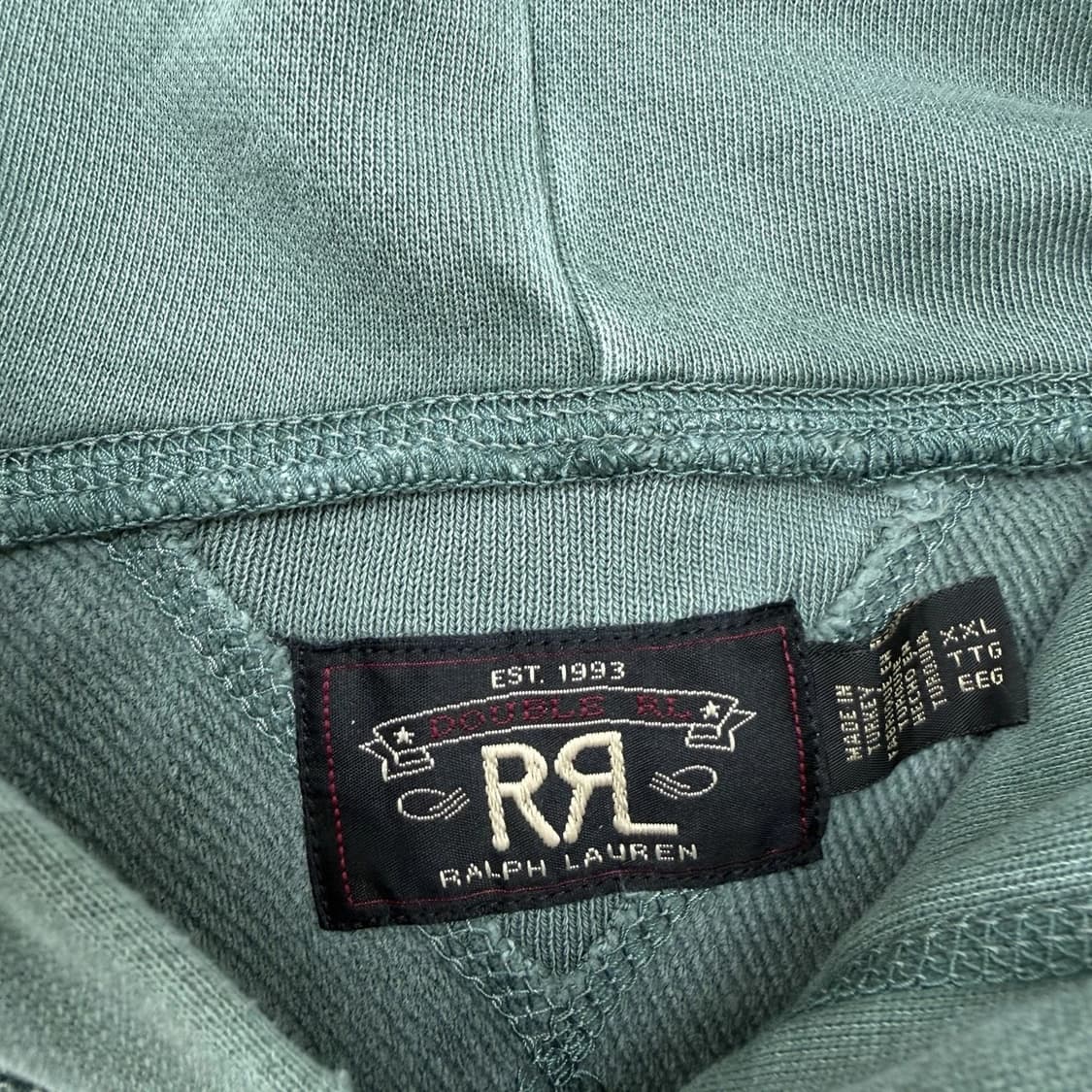 RRL 더블알엘 가먼트 다잉 플리스 후드티 그린 상품이미지3