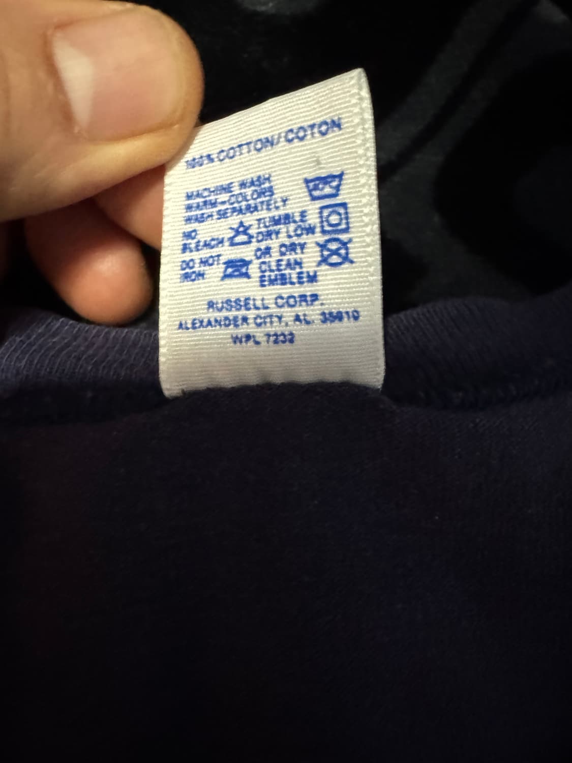 싱글 스티치 러셀 에슬레틱 티셔츠 네이비 상품이미지5