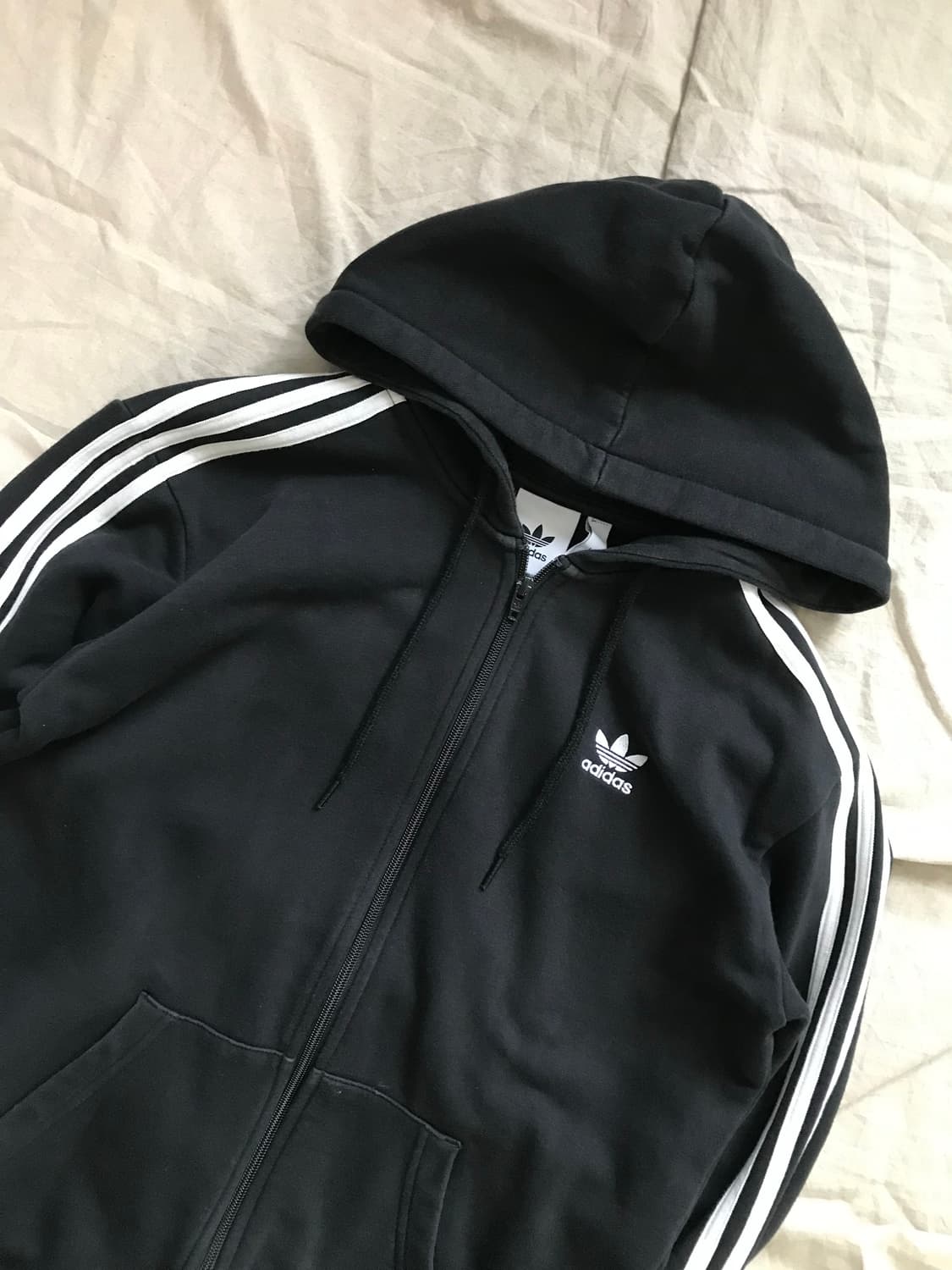 아디다스 트레포일 로고 사이드라인 블랙 후드집업 상품이미지5