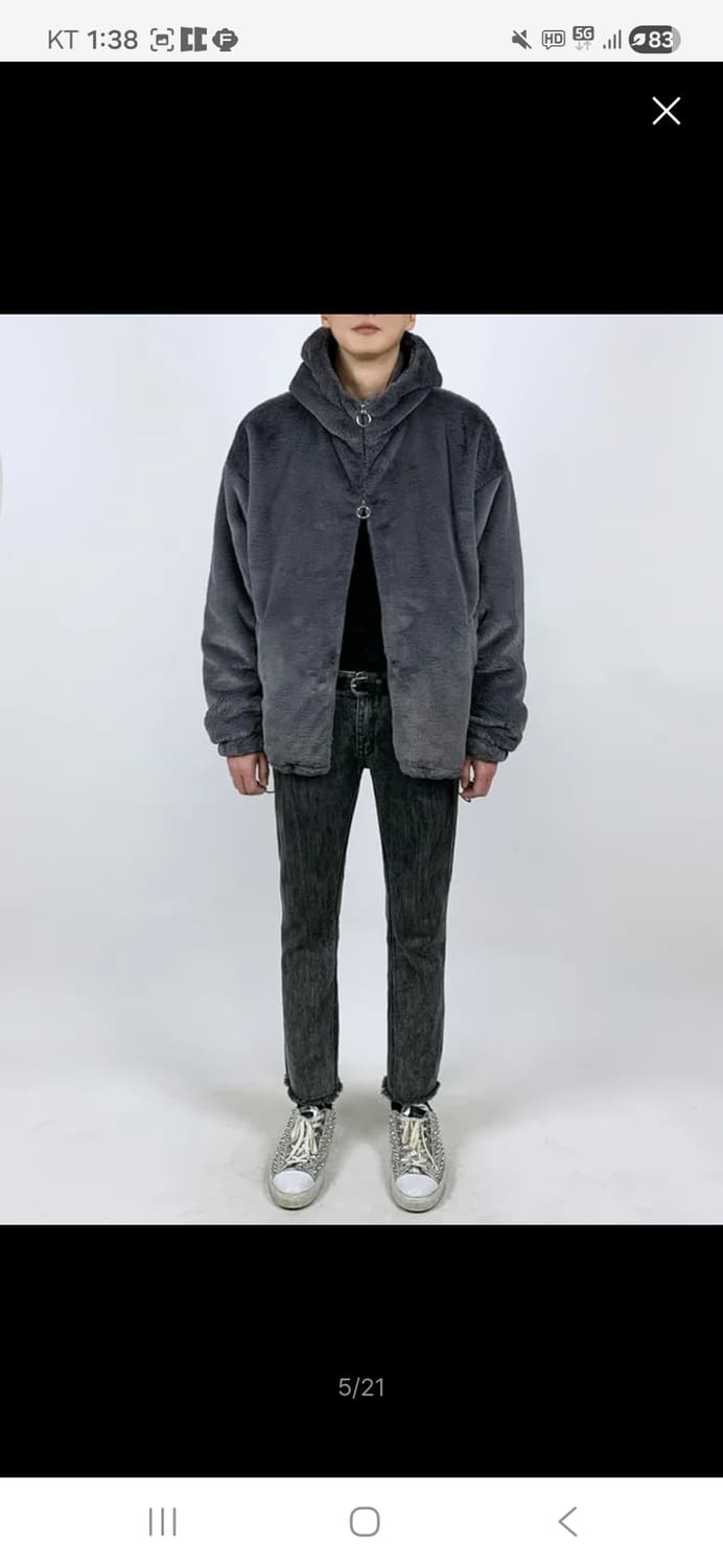 [ M ] 에이메이드 퍼 후드 집업 자켓 그레이 상품이미지5