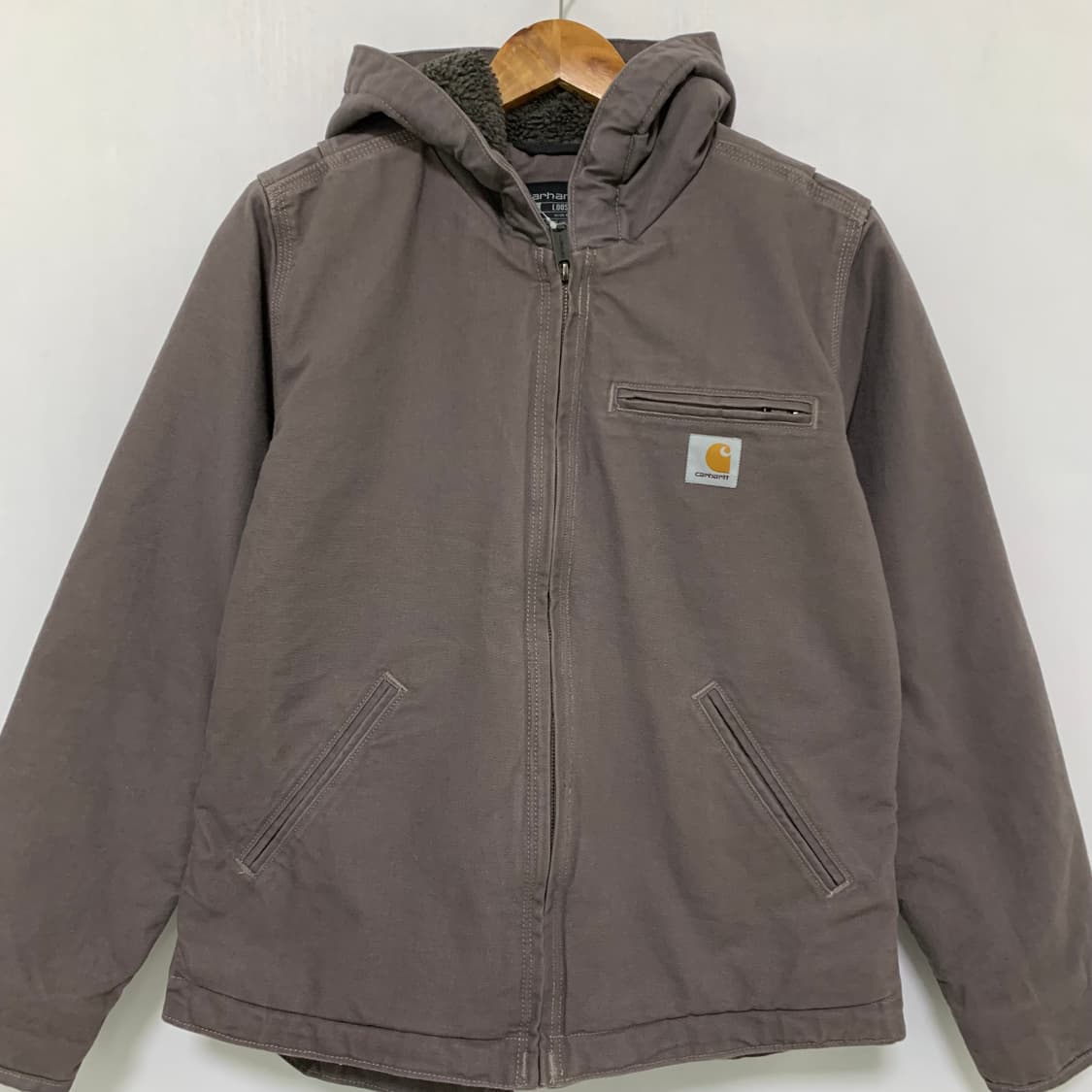 칼하트 빈티지 양털 후드 자켓 퍼플 차콜 S 루즈핏 남녀공용 상품이미지3