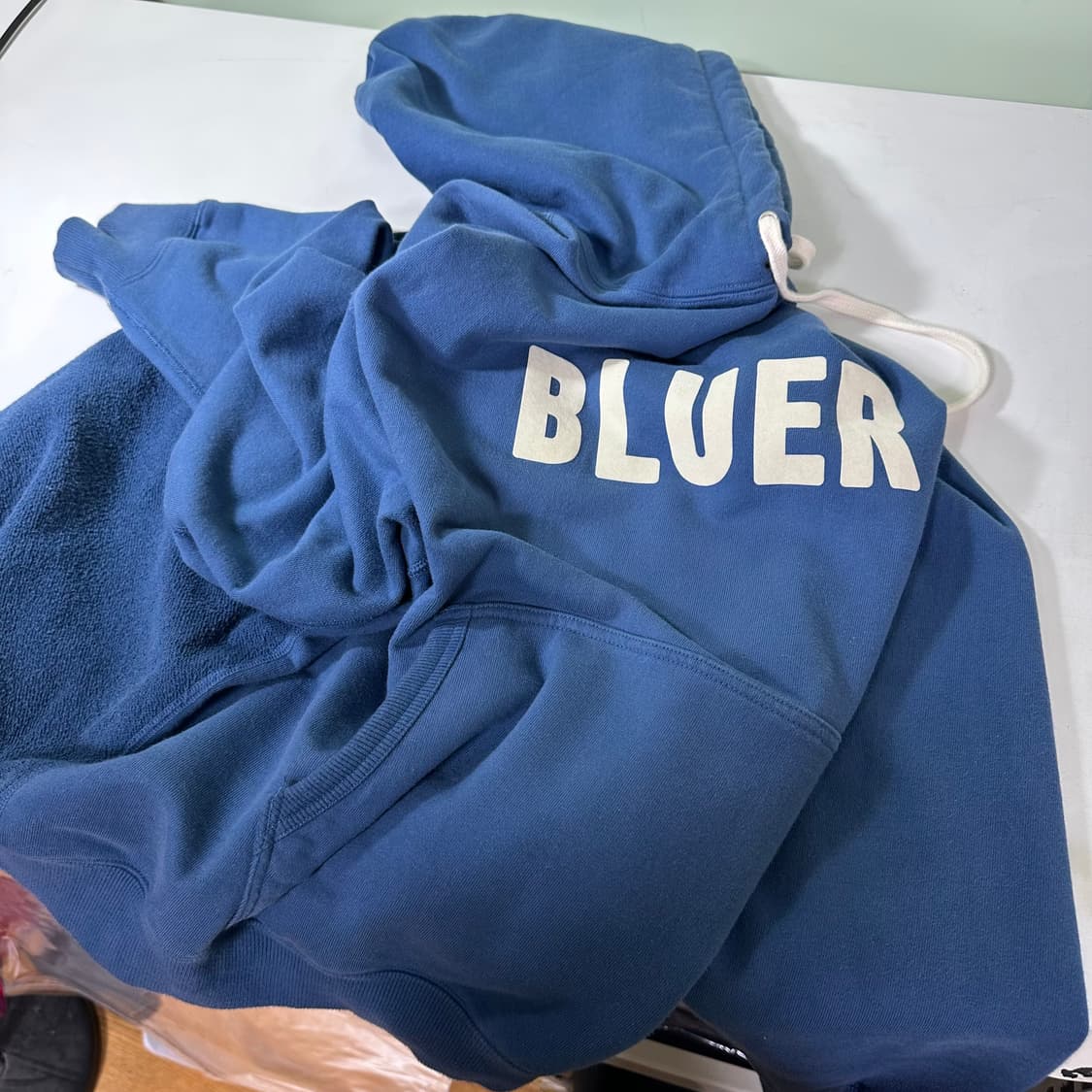 L 네이머클로딩 BLUER로고 스카이네이비 스웻후드티 상품이미지2