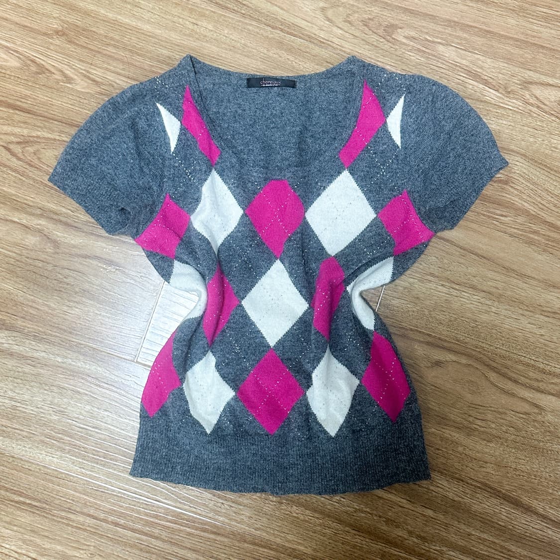 빈티지 차콜 아가일 니트 핑크 히메갸루 로걀 라떼 모리걸 공겜여주 페어리 상품이미지1