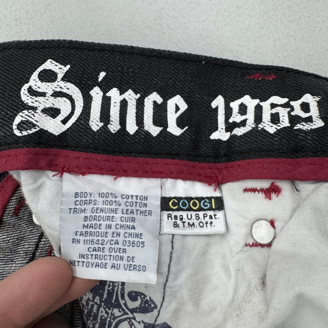 쿠지 올드스쿨 와이드 흑청 자수 데님팬츠 상품이미지8