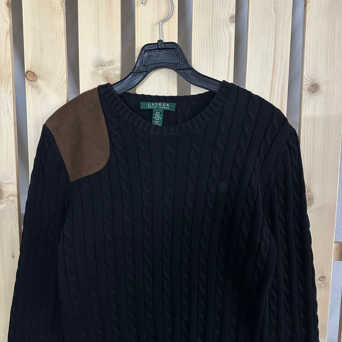 (S) 폴로 랄프로렌 블랙 레더패치 케이블 니트 스웨터 상품이미지3