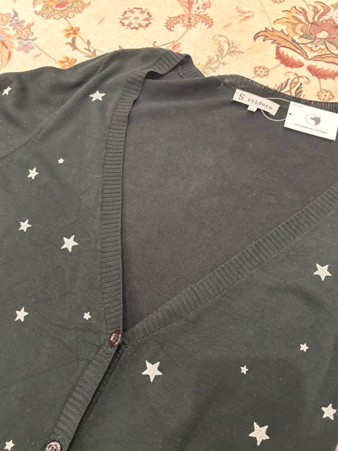 jpn vtg 별 패턴 롱가디건 상품이미지3