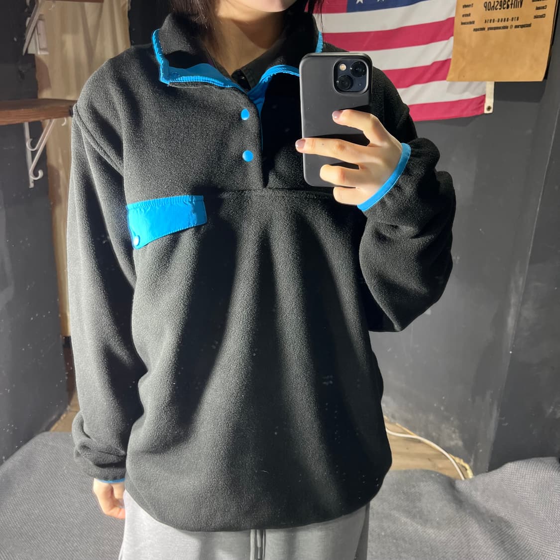 (새상품) 빈티지 아웃도어 플리스 스냅티 상품이미지2