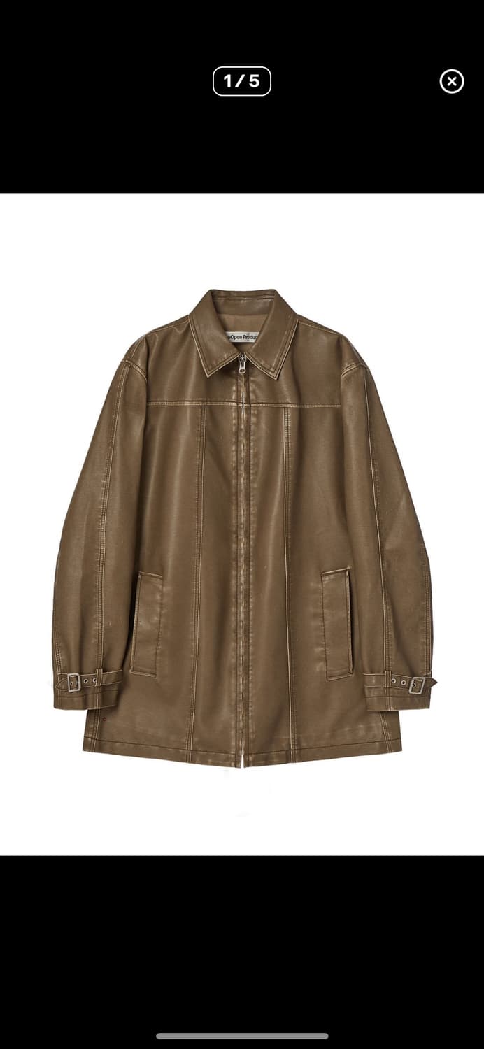 더오픈프로덕트 ECO-LEATHER PRINT JACKET, BROWN 상품이미지1