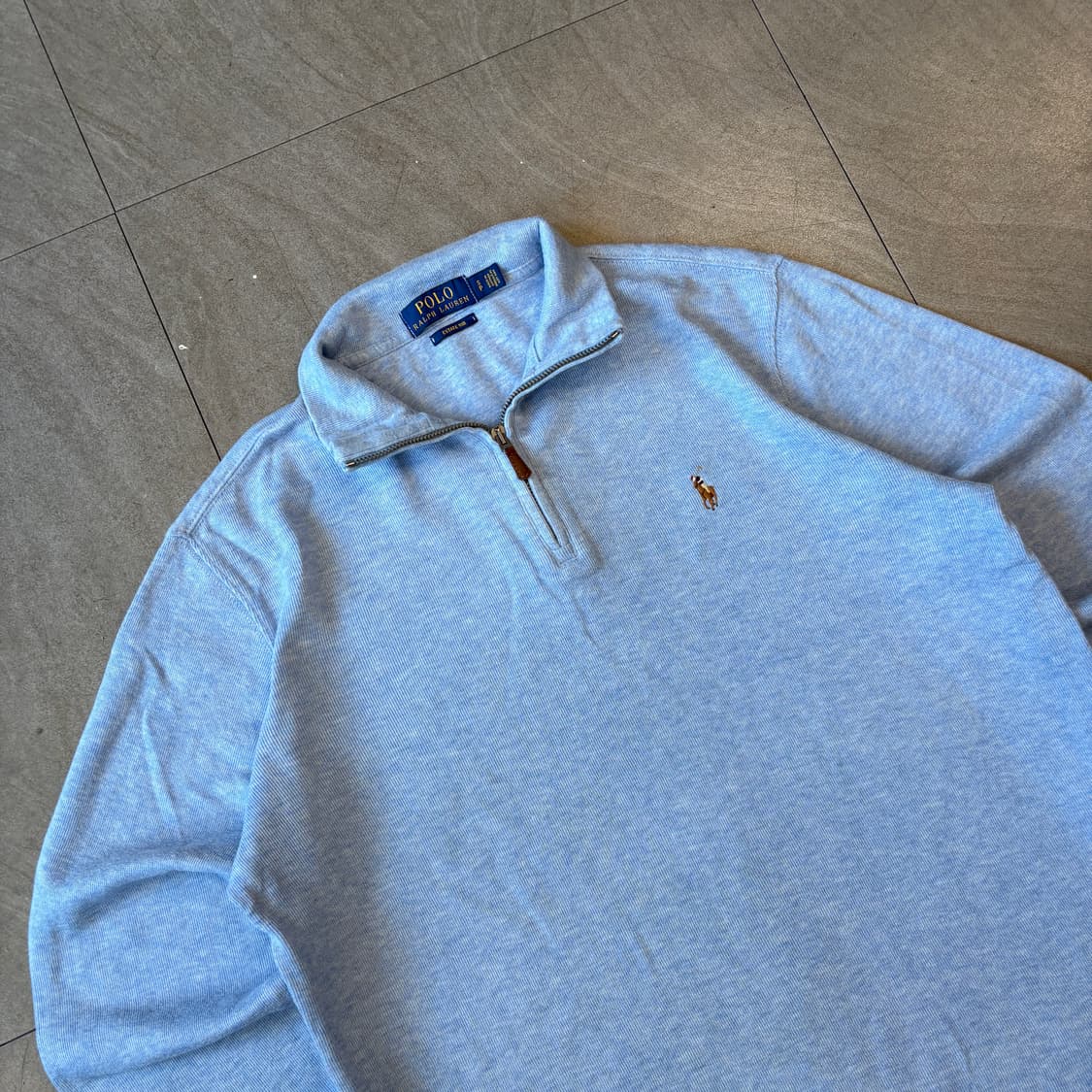 폴로 국내 정품 스카이블루 반집업 니트 상품이미지2