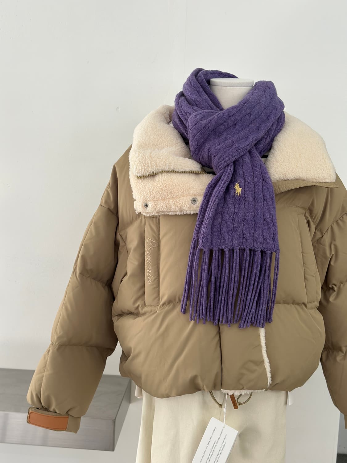 폴로 랄프로렌 퍼플 케이블 니트 머플러  상품이미지1