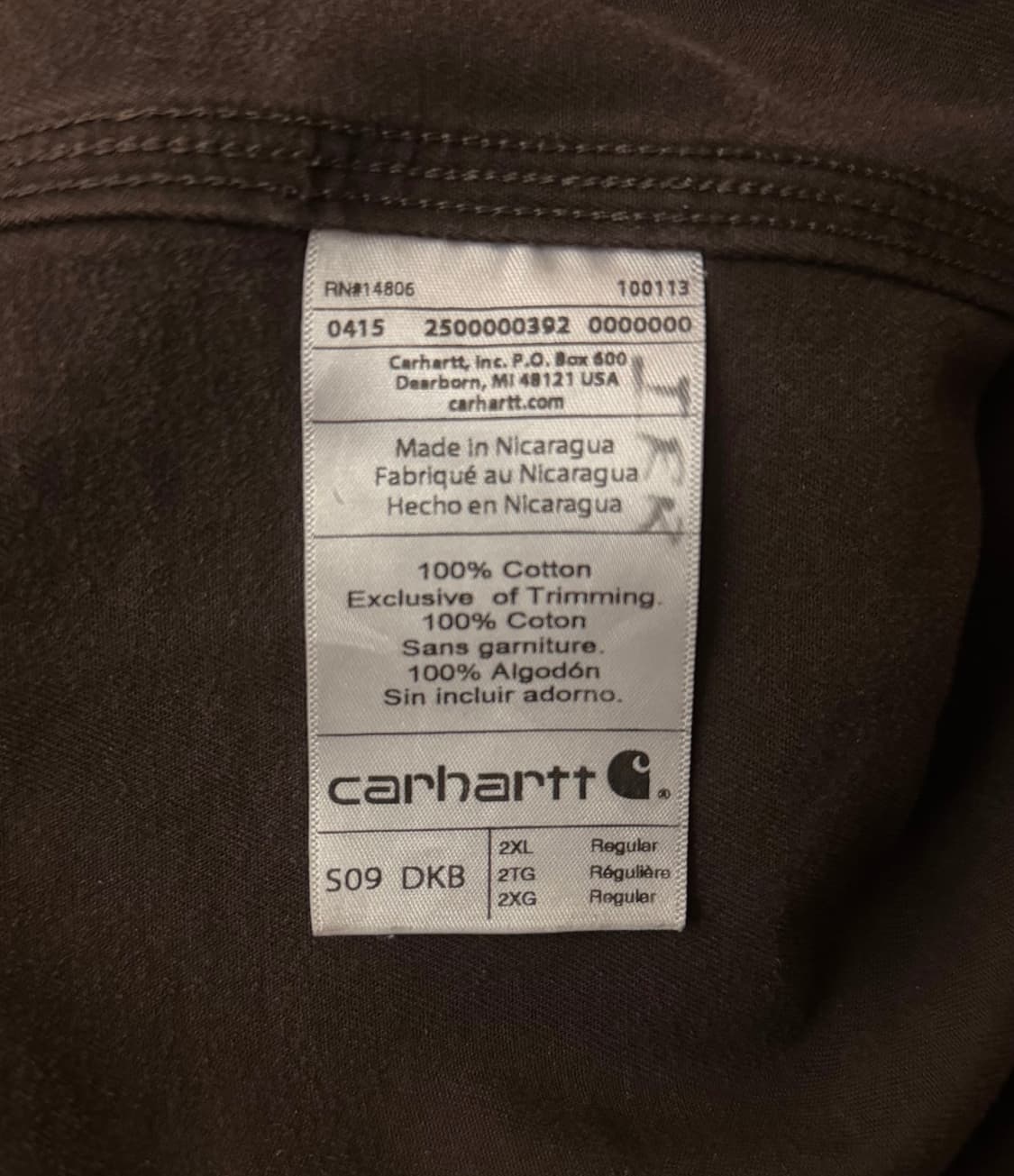 [칼하트] S09 캔버스 워크셔츠 다크 브라운 2XL (오버핏/자켓대용) 상품이미지5
