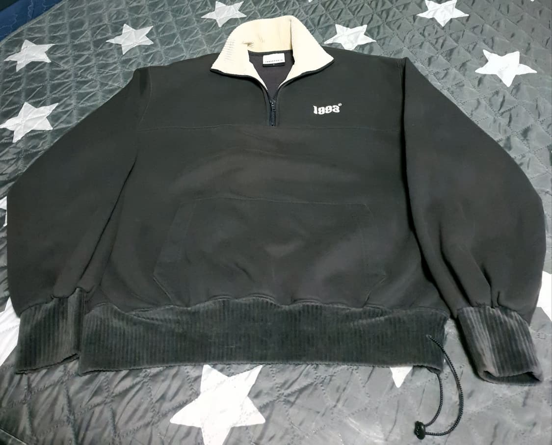 1993스튜디오 오버핏 코듀로이 벨벳 하프 반집업 기모 맨투맨 (L) 상품이미지1