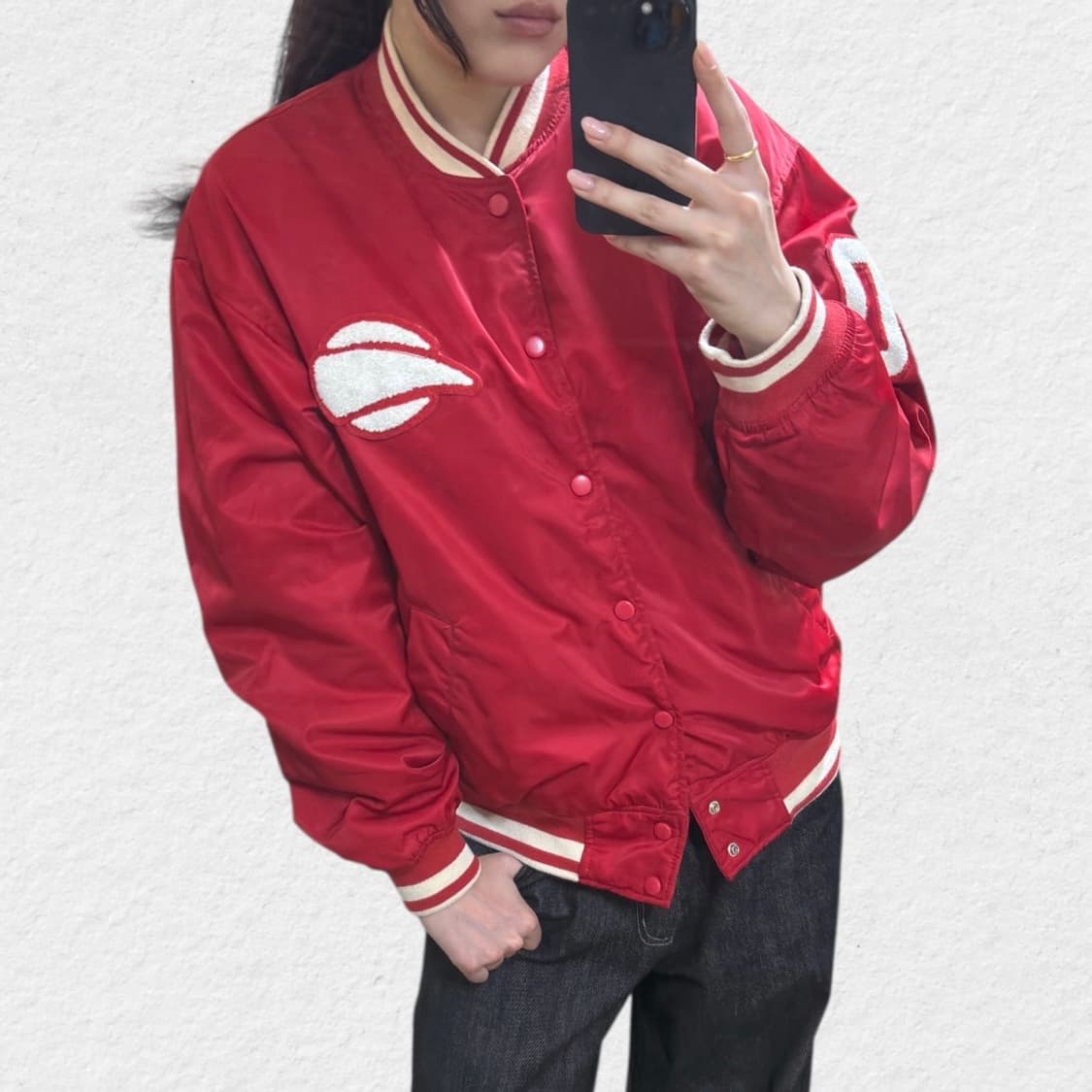 올드스쿨 레드 야구점퍼 바시티 상품이미지4