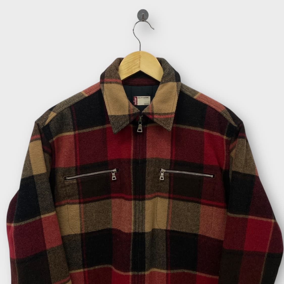 리바이스 울 블렌드 체크 자켓 블루종 M 상품이미지3