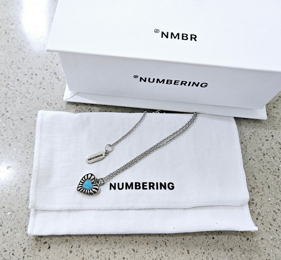 [남녀공용]넘버링 터콰이즈 하트 목걸이 [정품/풀구성] 상품이미지2