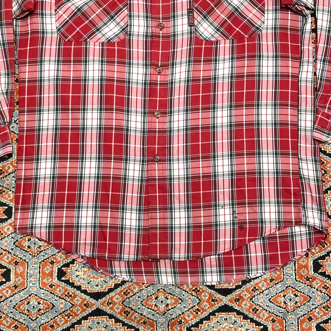 코오롱스포츠 레드 마드라스체크 포켓셔츠 남성110 상품이미지3