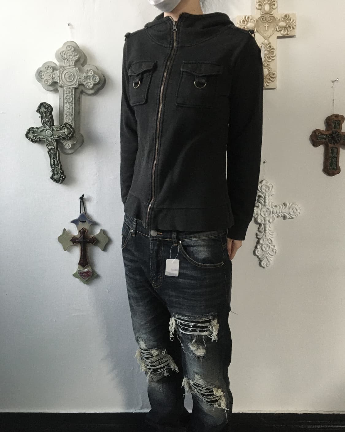 Pocket point high neck hood zip up 상품이미지1